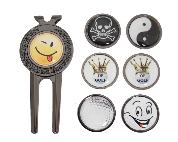 DSC03272-web-gross Pitchgabel "FAIRWAY" in metallic-schwarz mit Marker "Motiv"