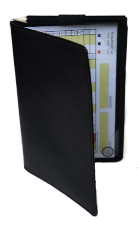 scorekartenmappe-leder Leder Scorecard Mappe für Golfscorekarten in schwarz