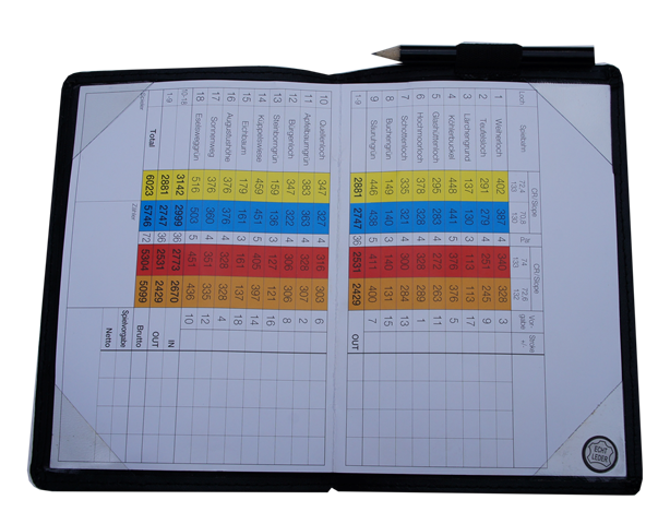 Scorecard-Mappe mit Logo GOLFBALL