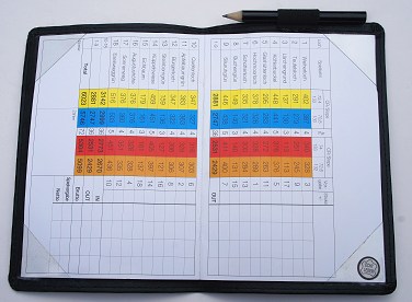 Scorecard-Mappe mit Golfclub-Mustertal-Logo